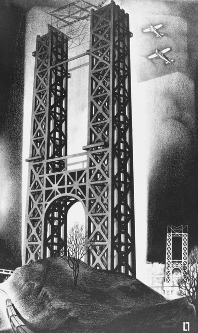 Hudson Bridge Lithograph, 1928 Poster Print by Science Source - Item # VARSCI9N1858