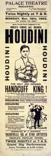 Houdini, The One and Only Handcuff King, 1903 Poster Print by Science Source - Item # VARSCIJB0512