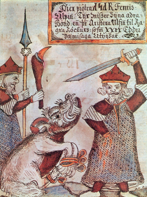 Norse God of War Tyr Battles Fenrir Poster Print by Science Source - Item # VARSCIBT0508