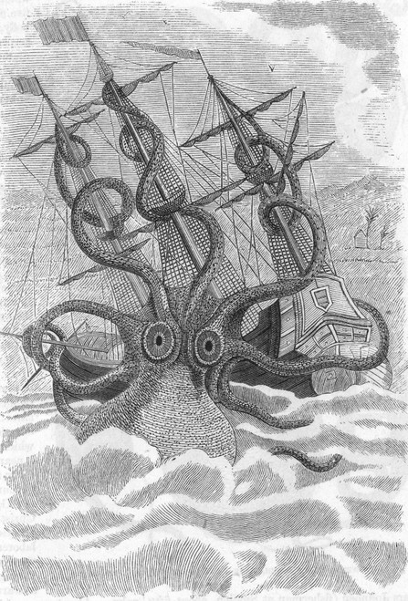 Giant Squid Attacking Ship, 1801 Poster Print by Science Source - Item # VARSCIBY0473