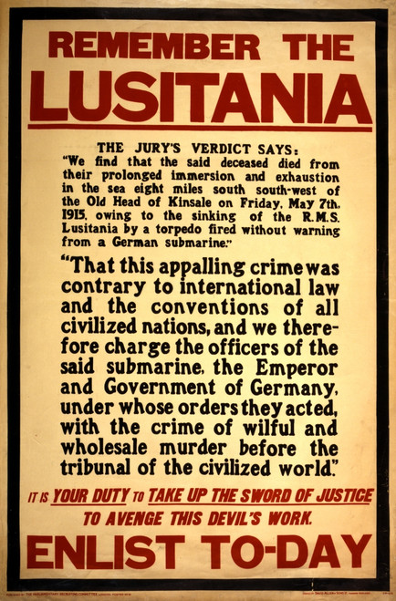 WWI, Remember the Lusitania Poster Print by Science Source - Item # VARSCIBU1240