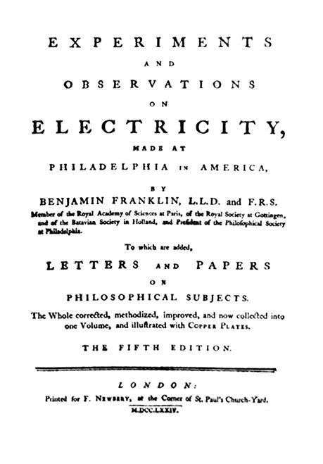 Franklin's "Experiments with Electricity", 1774 Poster Print by Science Source - Item # VARSCIJE8039