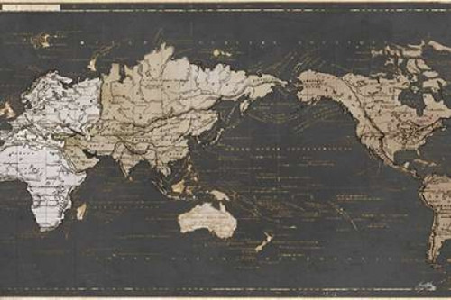 World Map in Gold and Gray Poster Print by Elizabeth Medley - Item # VARPDX9762D