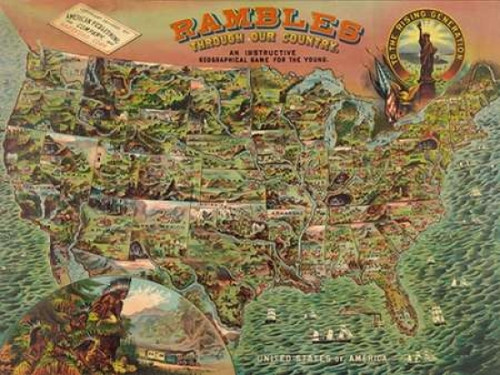 Game board with map of America, 1890 Poster Print by Anonymous - Item # VARPDX3MP582