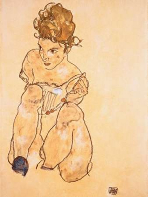 Seated Girl in Slip Poster Print by Egon Schiele - Item # VARPDX3SC074