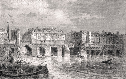 London Bridge In The Sixteenth Century From The National And Domestic History Of England By William Aubrey Published London Circa 1890 PosterPrint - Item # VARDPI1855715