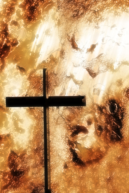 A Cross With An Orange Rough Background PosterPrint - Item # VARDPI1802131