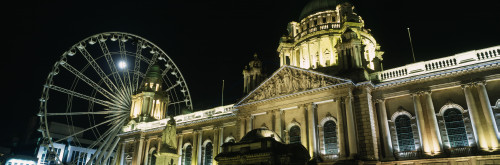 Moon Rising Behind Big Wheel And Belfast City Hall PosterPrint - Item # VARDPI1893389