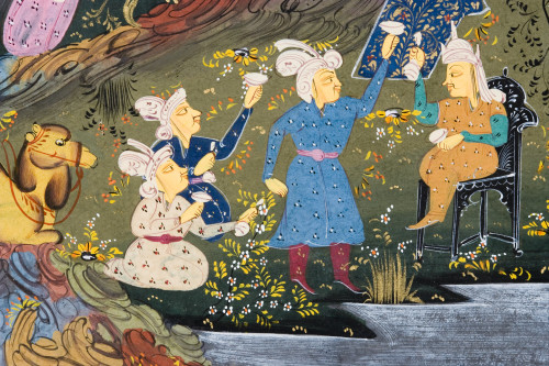 Detail From Painting From 17Th Century Persian Manuscript Hunters And Favourites Drinking With Noble Or King Outdoors By Shore Of Lake Or River PosterPrint - Item # VARDPI1861271