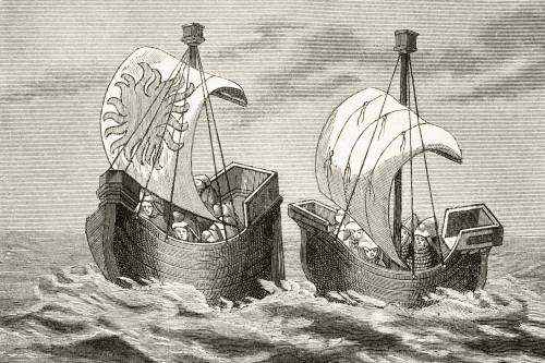 Ships Of The Fourteenth Century From The National And Domestic History Of England By William Aubrey Published London Circa 1890 PosterPrint - Item # VARDPI1855736