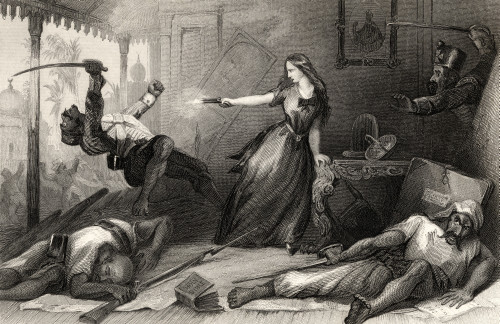 Miss Wheeler Defending Herself Against The Sepoys At Cawnpore 1857 From The History Of The Indian Mutiny Published 1858 PosterPrint - Item # VARDPI1861590
