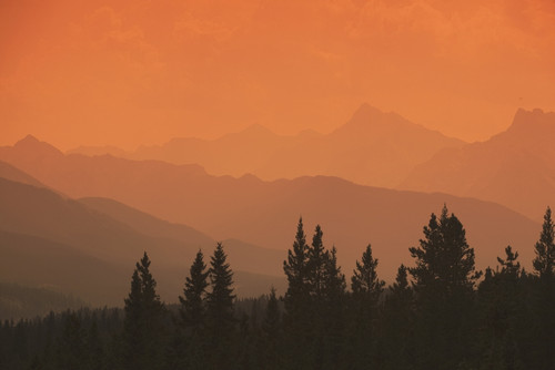 Silhouette Of Mountain Ranges And Orange Sky PosterPrint - Item # VARDPI1867167