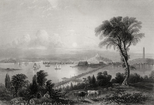 Boston And Bunker Hill Massachusetts Usa In The 19Th Century Engraved By C Cousen After W H Bartlett PosterPrint - Item # VARDPI1839417
