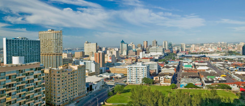 Panoramic aerial view of Durban, South Africa skyline Poster Print by Panoramic Images - Item # VARPPI182150
