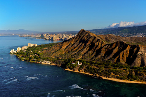 Elevated view of Diamond Head Lighthouse, Diamond Head, Honolulu, Hawaii, USA Poster Print by Panoramic Images - Item # VARPPI173588