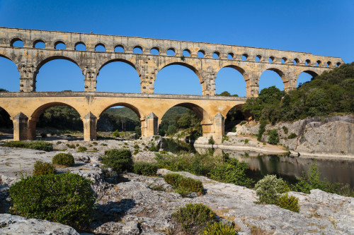 Pont du Gard, Vers Pont-du-Gard, Gard Department, Languedoc-Roussillon, France. Roman aqueduct crossing Gardon River. Pont du Gard is a UNESCO World Heritage Site. Poster Print by Panoramic Images - Item # VARPPI170031 Pont du Gard, Vers Pont-du-Gard, Gard Department, Languedoc-Roussillon, France. Roman aqueduct crossing Gardon River. Pont du Gard is a UNESCO World Heritage Site. Poster Print by Panoramic Images - Item # VARPPI170031