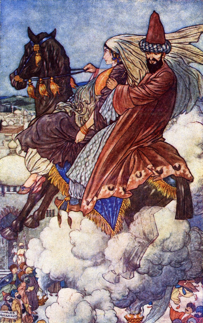 The Story of the Enchanted Horse. Illustration by Charles Folkard from the book The Arabian Nights published 1917 Poster Print by Hilary Jane Morgan / Design Pics - Item # VARDPI12320786