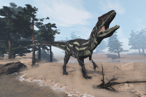 Allosaurus dinosaur roaring - 3D render Poster Print by Elena Duvernay - Item # VARPSTEDV600390P