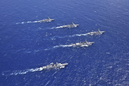 Formation of warships from the U.S. Navy, ROK Navy and Japan Maritime Self Defense Force. Poster Print by Stocktrek Images - Item # VARPSTSTK108895M