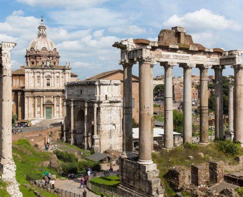 Rome, Italy. The Roman Forum. The Arch of Septimius Severus in centre. Poster Print by Panoramic Images - Item # VARPPI169982