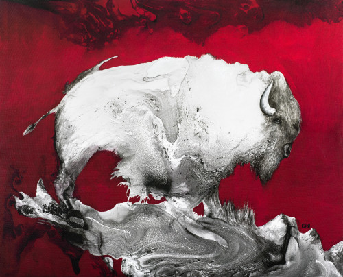 Illustration of a bison against a red background Poster Print by Glen Ronald / Design Pics - Item # VARDPI12322564