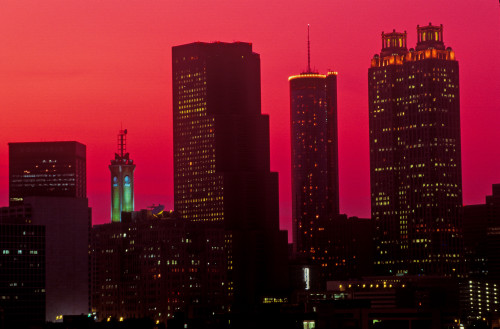 Skyline view at sunset of the state capital of Atlanta, Georgia Poster Print by Panoramic Images - Item # VARPPI181695
