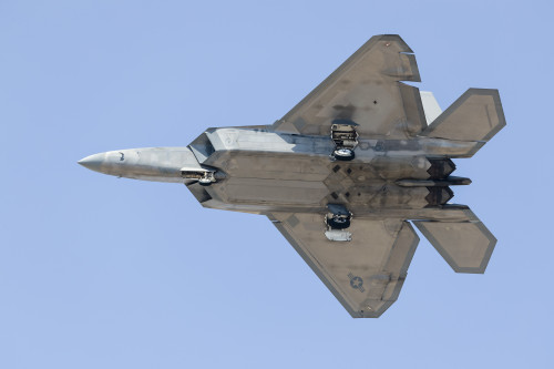 A U.S. Air Force F-22 Raptor on final approach to Nellis Air Force Base, Nevada. Poster Print by Rob Edgcumbe/Stocktrek Images - Item # VARPSTRDG100271M