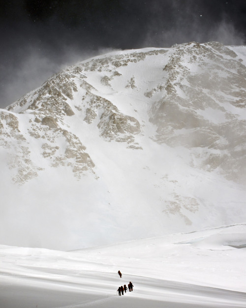 View Of Climbers Traversing The Kahiltna Glacier On The West Buttress Route With The South Face Of Denali In The Background, Denali National Park And Preserve, Interior Alaska, Summer Poster Print by Matt Hage / Design Pics - Item # VARDPI2133453