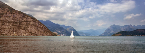 Sailing boat on Iseo Lake, Lombardy, Italy Poster Print by Panoramic Images - Item # VARPPI157817