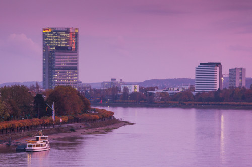Deutsche Post Tower by Rhein River at dusk, Bonn, North Rhine-Westphalia, Germany Poster Print by Panoramic Images - Item # VARPPI174019 Deutsche Post Tower by Rhein River at dusk, Bonn, North Rhine-Westphalia, Germany Poster Print by Panoramic Images - Item # VARPPI174019