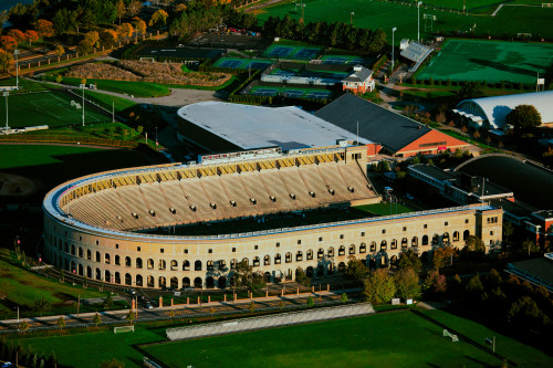 AERIAL VIEW of Soldiers Field, home of Harvard Crimson, Harvard, Cambridge, Boston, MA Poster Print by Panoramic Images - Item # VARPPI181983