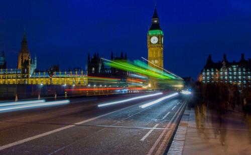 Big Ben and pedestrians in the night, London, England Poster Print by Panoramic Images - Item # VARPPI173489