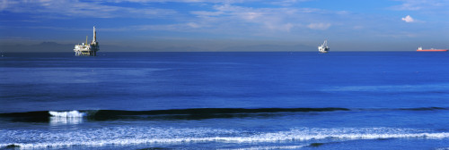 Oil rig in ocean, Coastal California, California, USA Poster Print by Panoramic Images - Item # VARPPI158573