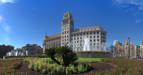 Plaza De Catalunya, Barcelona, Catalonia, Spain Poster Print by Panoramic Images - Item # VARPPI155506