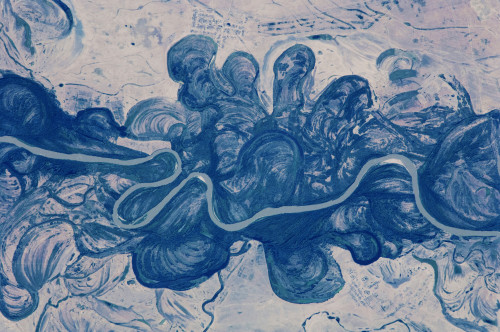 Satellite view of Urai River, West Kazakhstan Province, Kazakhstan Poster Print by Panoramic Images - Item # VARPPI181126