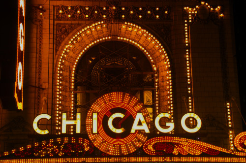 Detail of Neon Sign on Chicago Theater, Chicago, Illinois Poster Print by Panoramic Images - Item # VARPPI182802