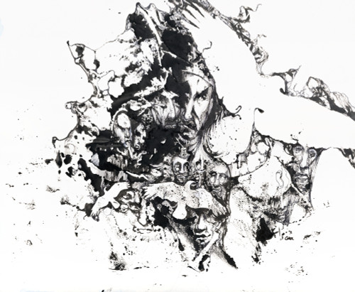 Black and white illustration of birds and human faces Poster Print by Glen Ronald / Design Pics - Item # VARDPI12322617