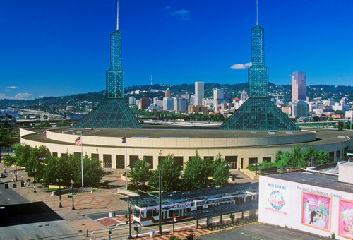 Stadium in skyline of Portland, OR Poster Print by Panoramic Images - Item # VARPPI181821