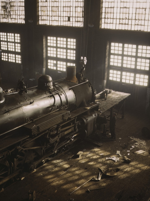 Working on a locomotive at the 40th Street railroad shops, Chicago, Illinois. Poster Print by Stocktrek Images - Item # VARPSTSTK500386A