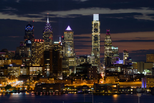 Illuminated skylines, Philadelphia, Pennsylvania, USA Poster Print by Panoramic Images - Item # VARPPI172864
