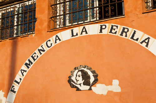 Commercial sign of a bar, Flamenca La Perla, Cadiz, Andalusia, Spain Poster Print by Panoramic Images - Item # VARPPI156856