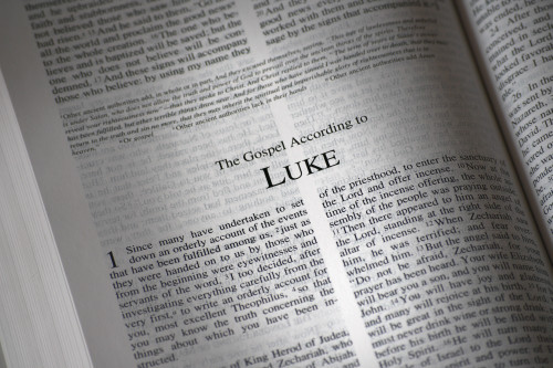 The Bible Opened To The Book Of Luke Poster Print by Colette Scharf / Design Pics - Item # VARDPI1864521