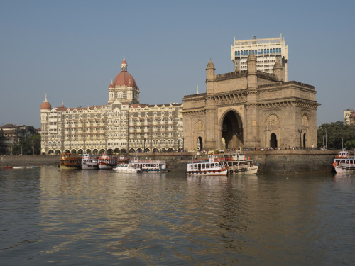 Gateway of India with Taj Mahal Palace and Tower Hotel in the background, Colaba, Mumbai, Maharashtra, India Poster Print by Panoramic Images - Item # VARPPI163226 Gateway of India with Taj Mahal Palace and Tower Hotel in the background, Colaba, Mumbai, Maharashtra, India Poster Print by Panoramic Images - Item # VARPPI163226