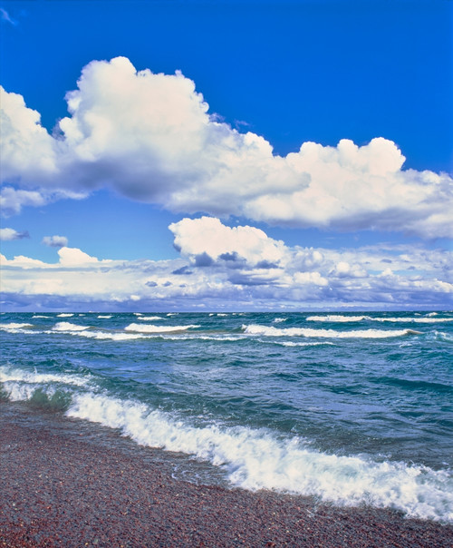 View of lakeshore against cloudy sky, Great Sand Bay, Lake Superior, Keweenaw Peninsula, Upper Peninsula, Alger County, Michigan, USA Poster Print by Panoramic Images - Item # VARPPI168209