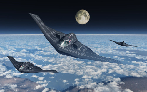 North American B-2 Spirit stealth bombers flying at high altitude. Poster Print by Mark Stevenson/Stocktrek Images - Item # VARPSTMAS100990M