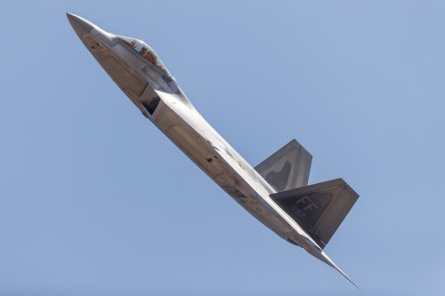A U.S. Air Force F-22A takes off from Nellis Air Force Base, Nevada. Poster Print by Rob Edgcumbe/Stocktrek Images - Item # VARPSTRDG100256M