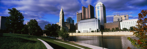 Skyscrapers at the waterfront, Scioto River, Columbus, Ohio, USA Poster Print by Panoramic Images - Item # VARPPI153040