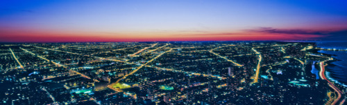 Aerial view of cityscape illuminated at dawn, Chicago, Cook County, Illinois, USA Poster Print by Panoramic Images - Item # VARPPI173560