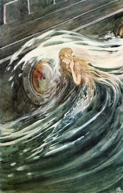 The Little Mermaid Watches.  Colour illustration by Helen Stratton from the book Hans Andersen's Fairy Tales published c.1930. Poster Print by Hilary Jane Morgan / Design Pics - Item # VARDPI12288454