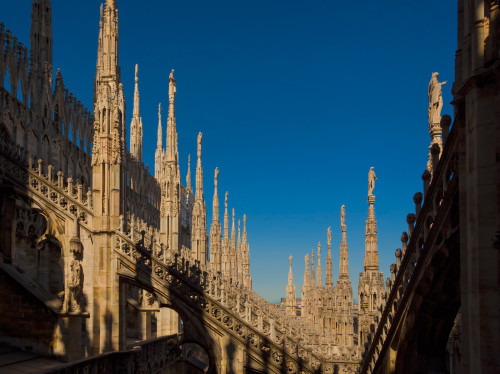 Milan, Milan Province, Lombardy, Italy. Spires on the roof of the Duomo, or cathedral. Poster Print by Panoramic Images - Item # VARPPI170165 Milan, Milan Province, Lombardy, Italy. Spires on the roof of the Duomo, or cathedral. Poster Print by Panoramic Images - Item # VARPPI170165